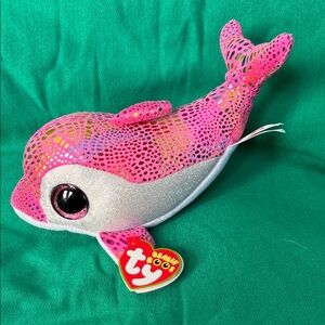 Ty Sparkles Pink and Silver Dolphin Plush